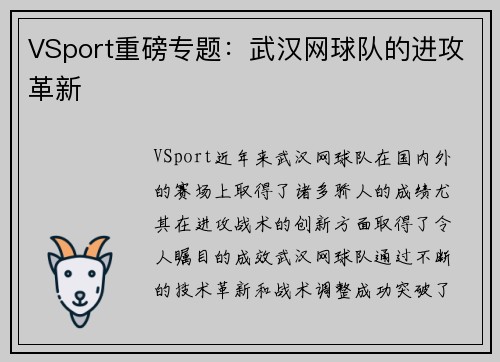 VSport重磅专题：武汉网球队的进攻革新