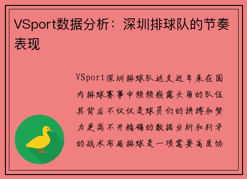 VSport数据分析：深圳排球队的节奏表现